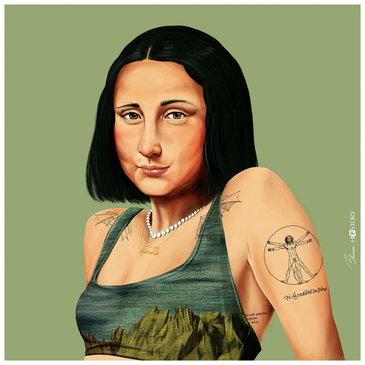 Empire Art Direct "Hip Mona Lisa" Printed Tempered Art Glass Wall Art - Multi-Color