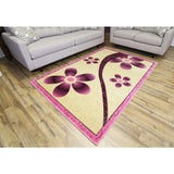 Empire Rosa Transitional Pink/Cream Polypropylene Hand-carved Rug (3'11 x 5'3) - 3'11 x 5'3