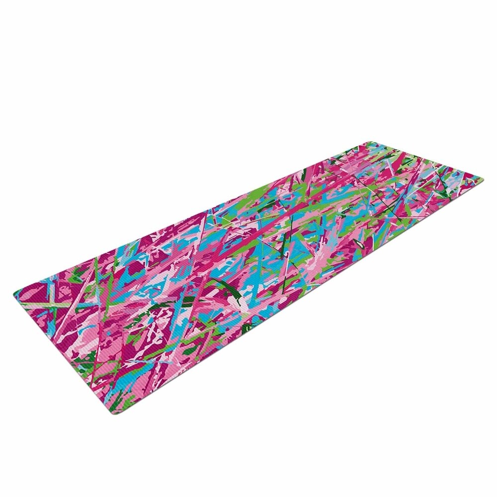 Empire Ruhl "Spring Grass Abstract" Yoga Mat - Pink