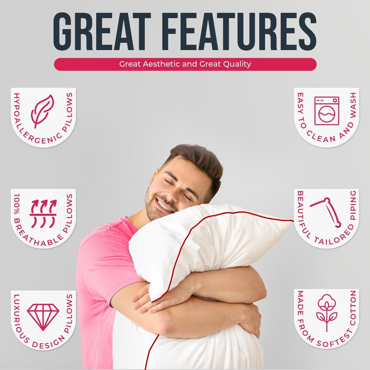Empyrean Bedding Bed Pillows - Premium Pillows Set of 2 - Perfect for Stomach, Side and Back Sleepers - White