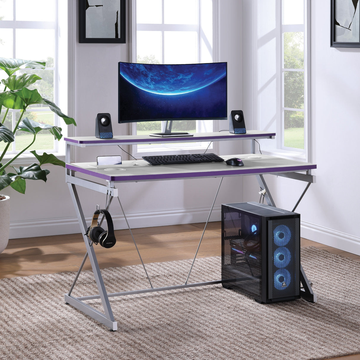 Emulator Battlestation Gaming Desk with RGB LED Lights