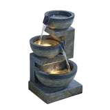Enchanting Outdoor Fountain with 12 Warm White LED Lights Gray/Black