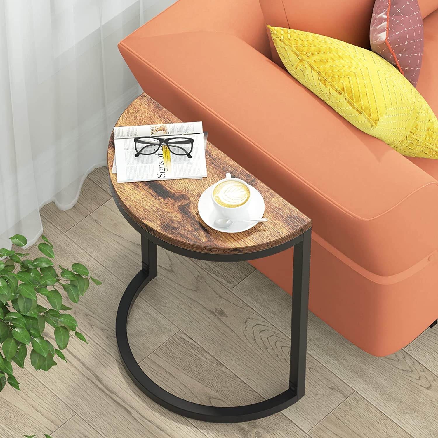 End Table Half Round Narrow Side Table Slim C Table for Sofa Couch Overstock