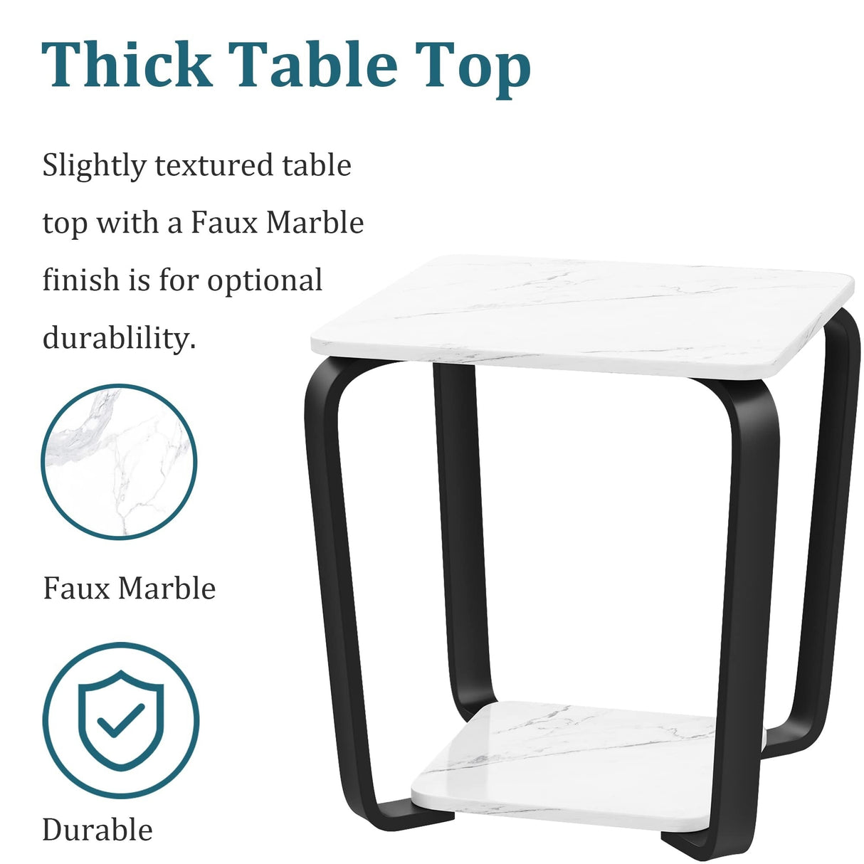 End Table Side Table with Storage Shelves, 2-Tier Table for Living Room Bedroom