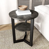 End Table Solid Wood 2-Tier Circle Side Table Nightstand - 19'3" x 24"