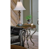 End Table With an Etched Center Motif, Tobacco