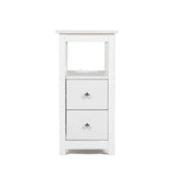 End Table with Charging Station, Narrow Sofa Side Table, Wooden Nightstand, Bedroom Living Room Furniture