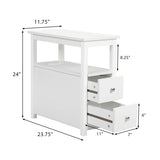 End Table with Charging Station, Narrow Sofa Side Table, Wooden Nightstand, Bedroom Living Room Furniture