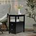 End Table with Charging Station, Narrow Sofa Side Table, Wooden Nightstand, Bedroom Living Room Furniture