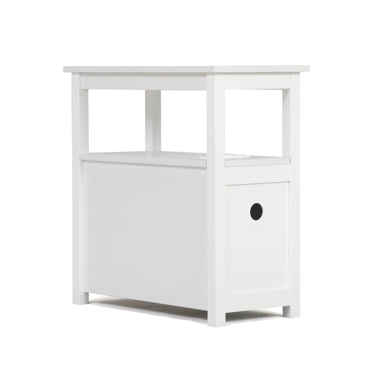 End Table with Charging Station, Narrow Sofa Side Table, Wooden Nightstand, Bedroom Living Room Furniture