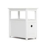 End Table with Charging Station, Narrow Sofa Side Table, Wooden Nightstand, Bedroom Living Room Furniture