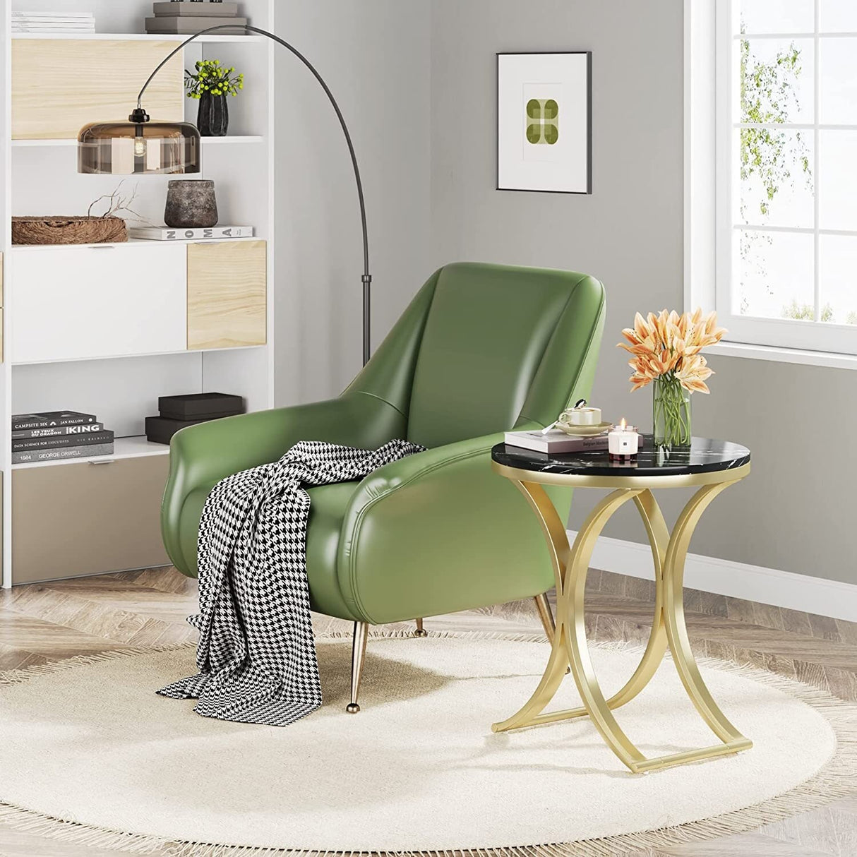 Modern Round End Side Accent Table for Entryway Living Room