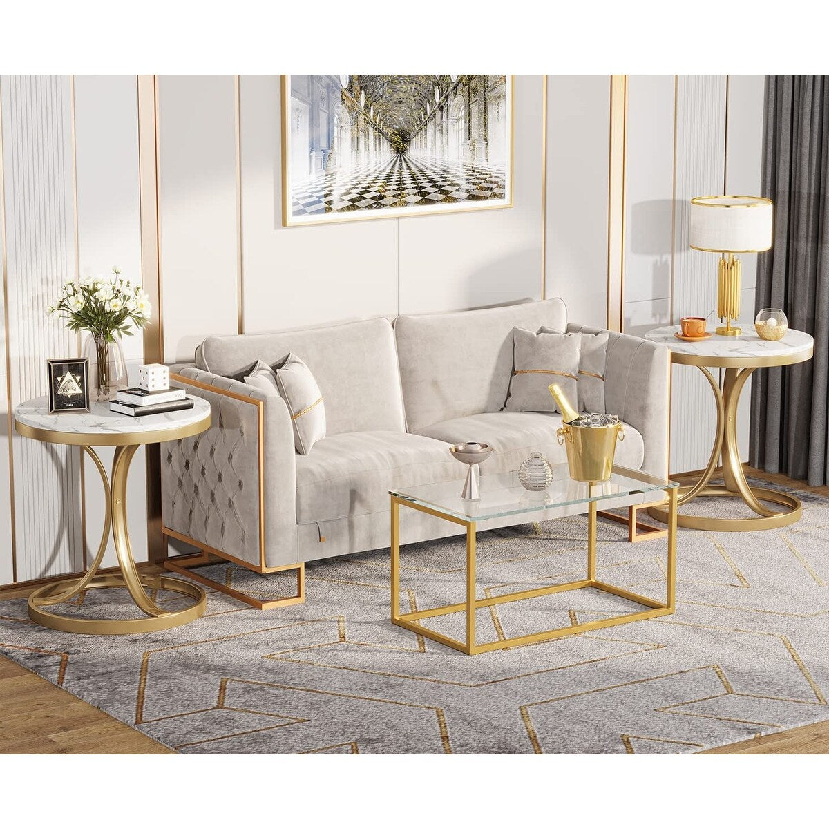 Modern Round End Side Accent Table for Entryway Living Room