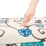 End of Bed Bench 35 inch Script Printed Linen Upholstered Fabric Storage Ottoman