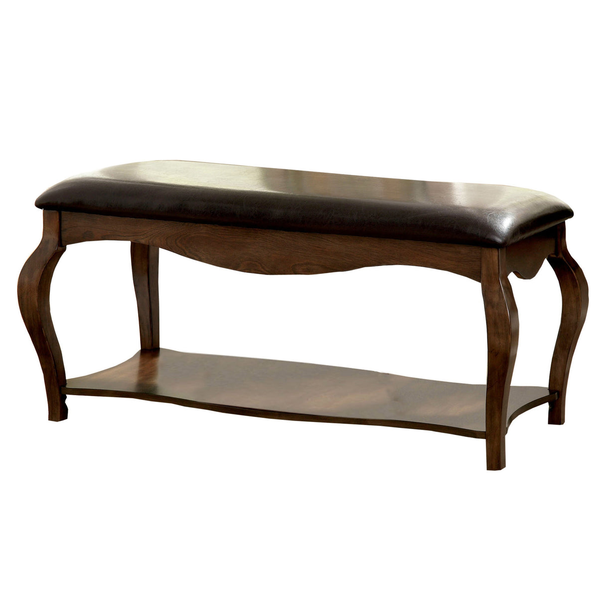 Loss Transitional Oak Faux Leather Accent Bench by Furniture of America