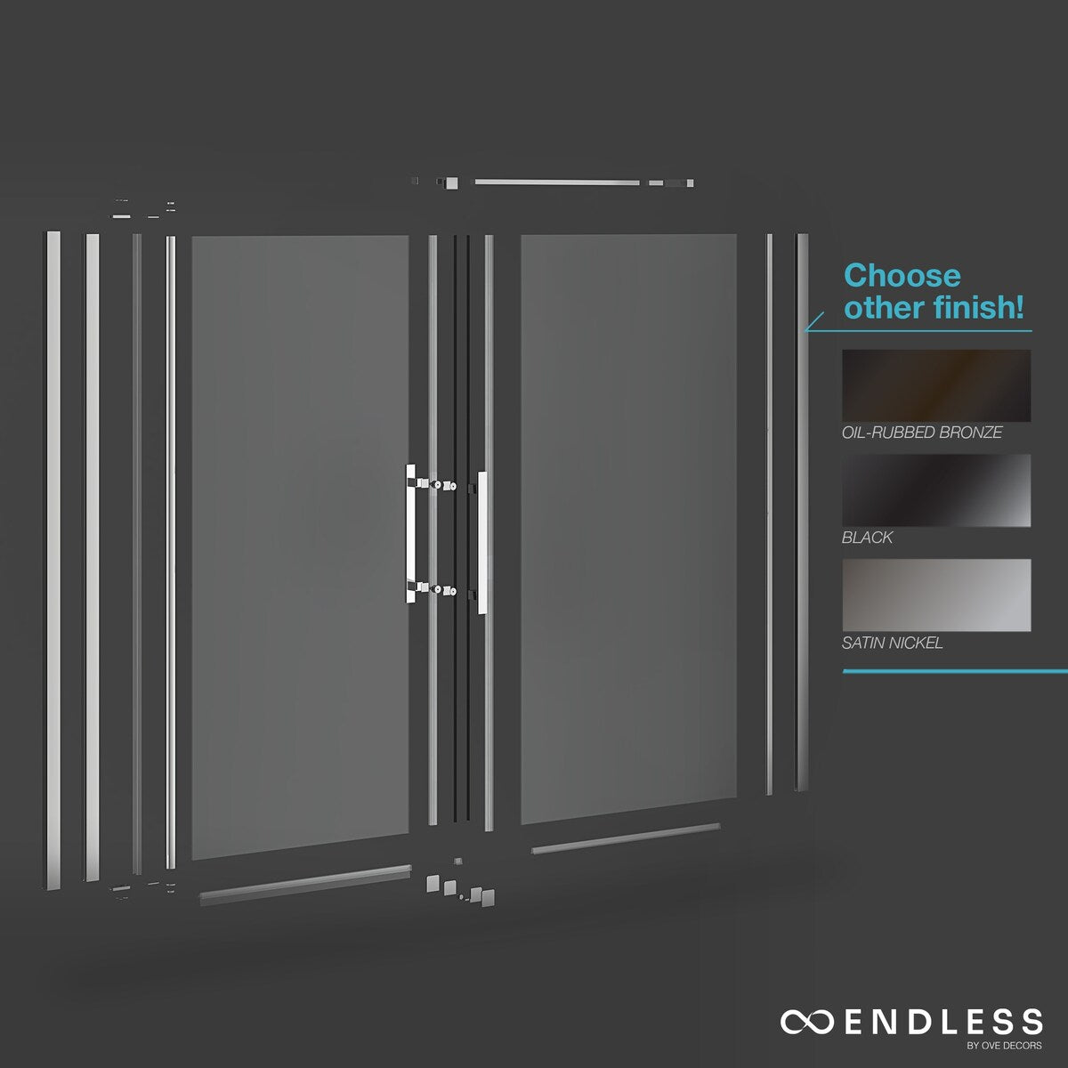 Endless Pasadena Corner and Base 34" W x 74 3/4" H Black