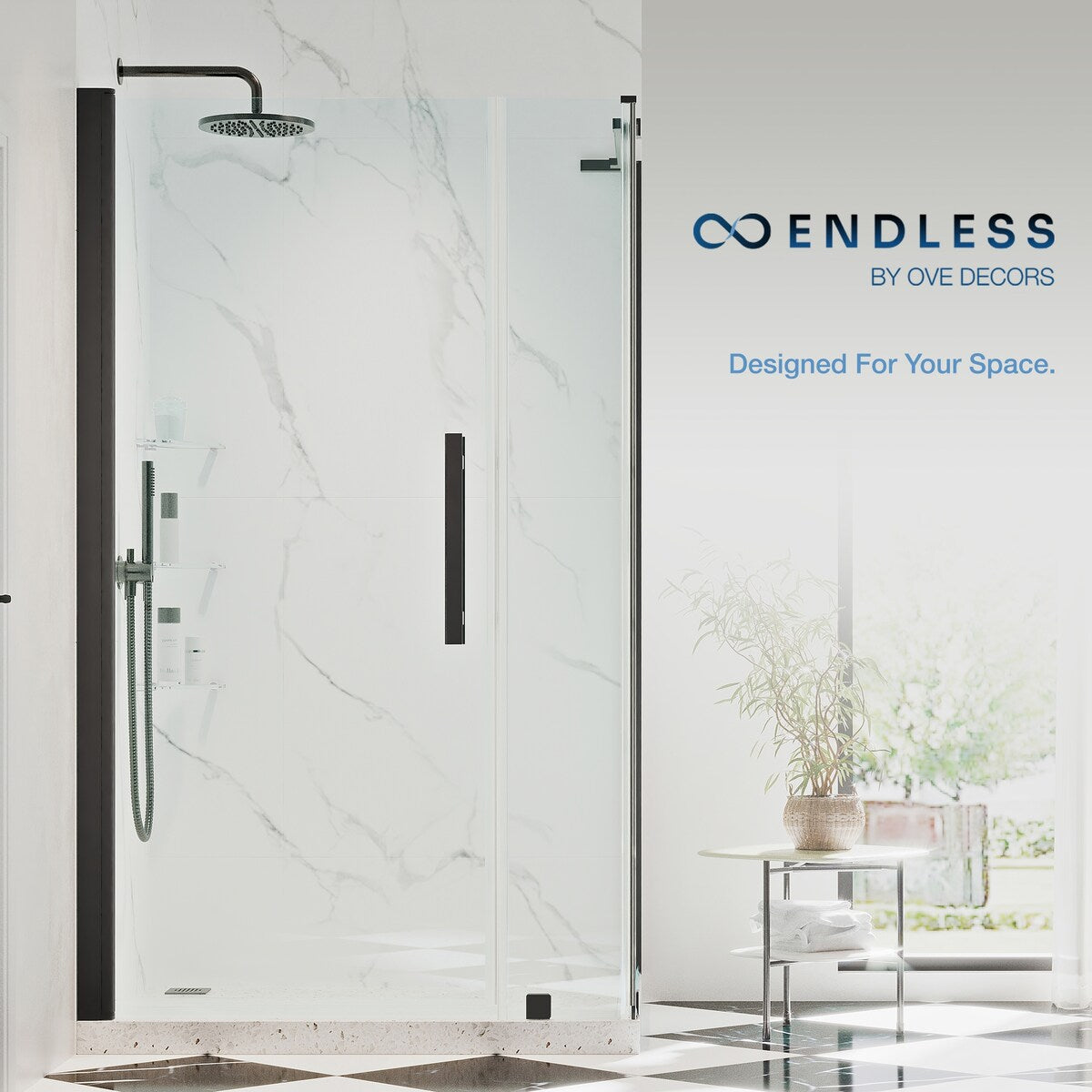 Endless Pasadena Corner and Base 34" W x 74 3/4" H Black