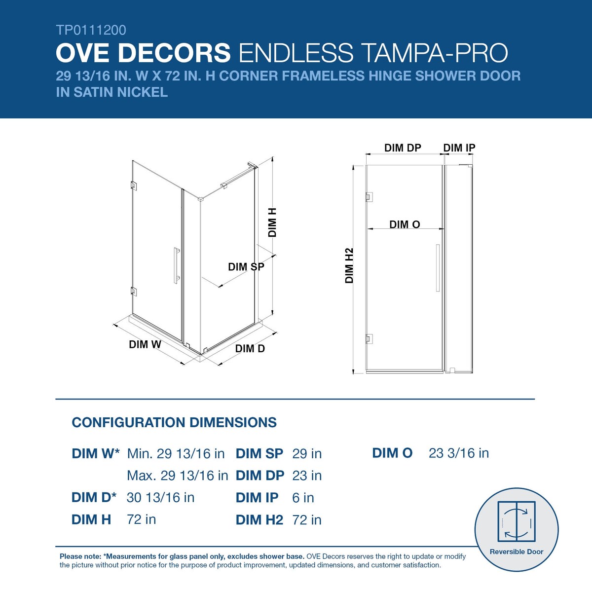 Endless Tampa-Pro Corner 29 13/16" W x 72" H SN