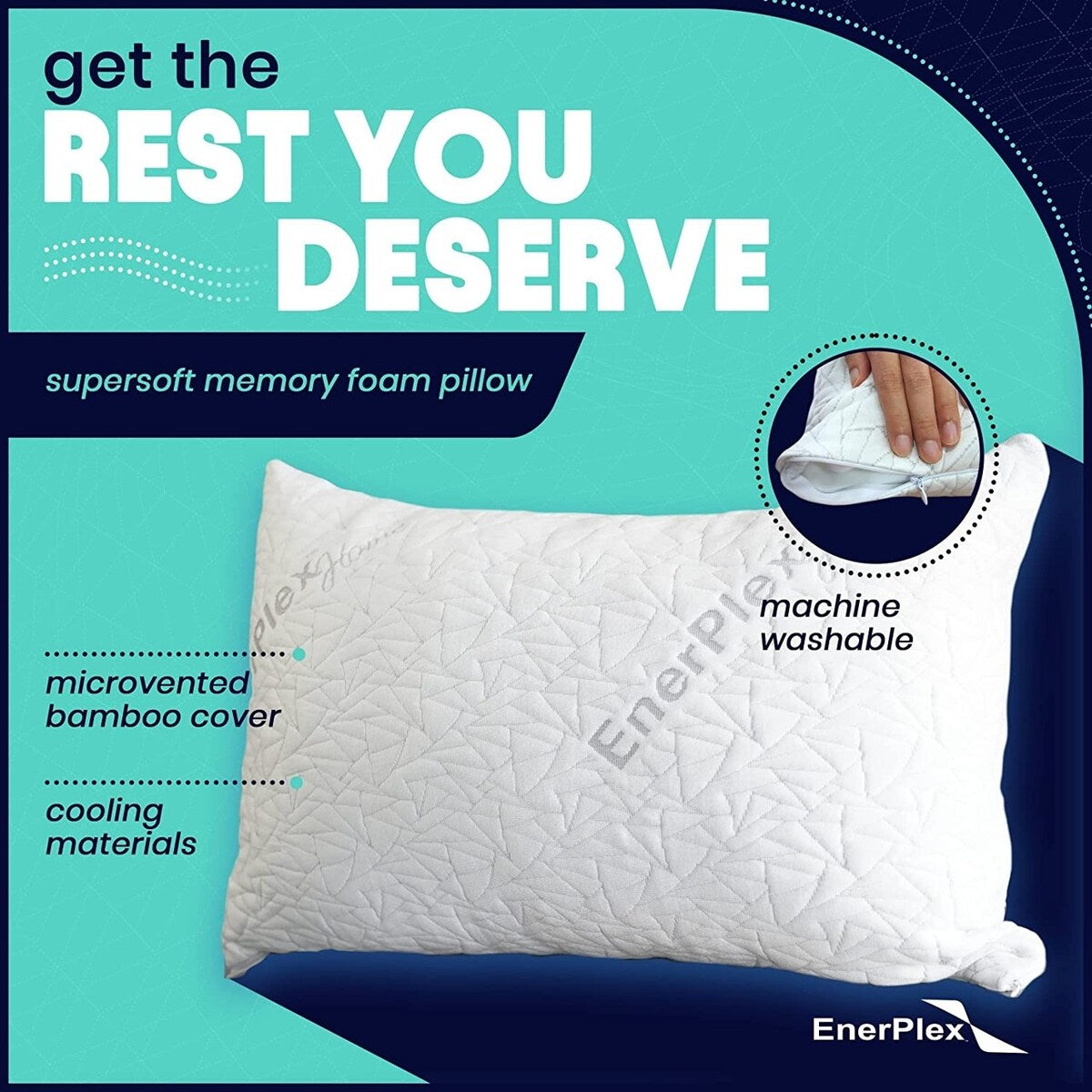 EnerPlex Body Pillow for Adults - Memory Foam Pillows, Queen
