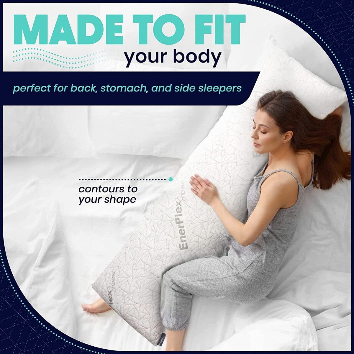EnerPlex Body Pillow for Adults - Pillow Shredded Memory Foam Pillows - L