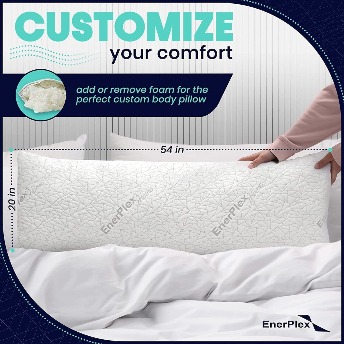 EnerPlex Body Pillow for Adults - Pillow Shredded Memory Foam Pillows - L