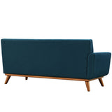 Engage Mid-century Modern Upholstered Fabric Left-arm Loveseat, Azure