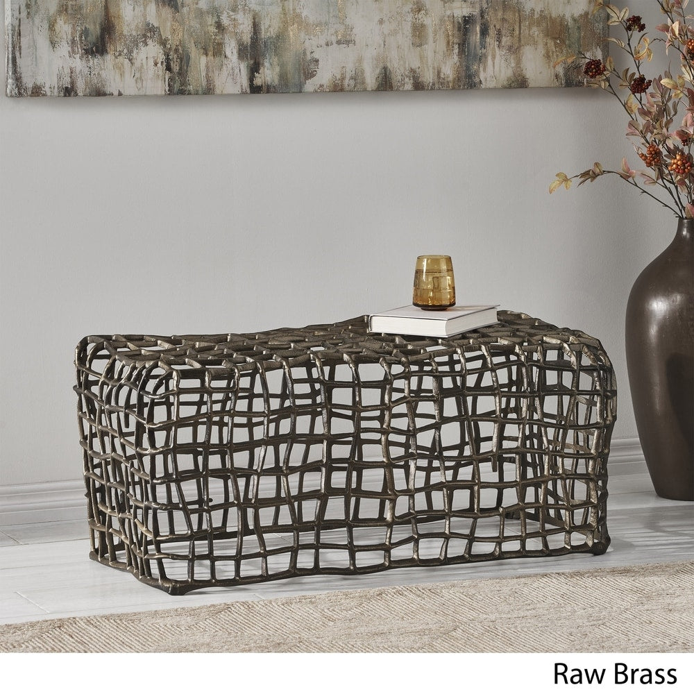 Engel Contemporary Handcrafted Aluminum Bench by Christopher Knight Home