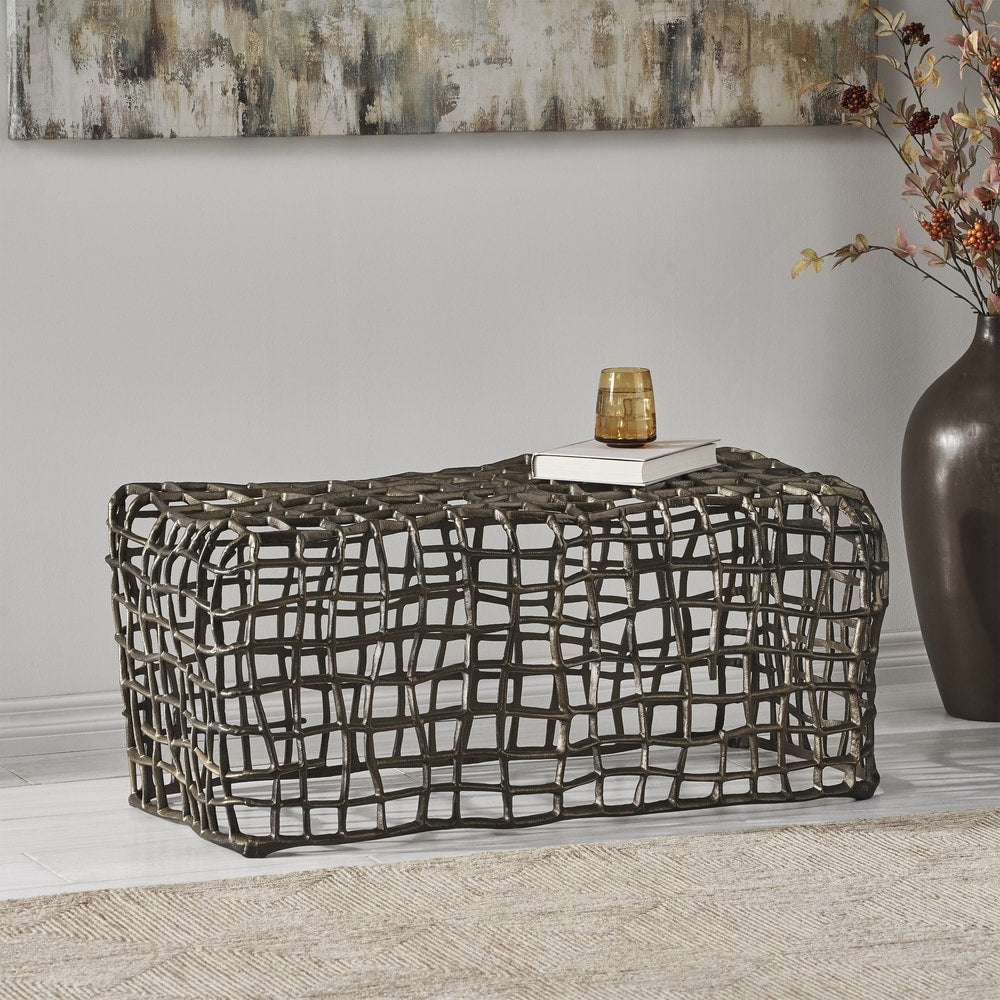 Engel Contemporary Handcrafted Aluminum Bench by Christopher Knight Home