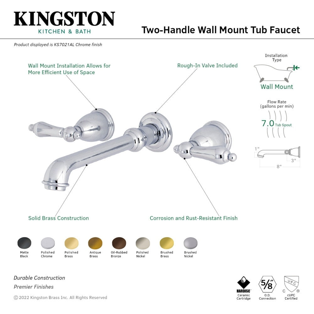 Kingston Brass English Country 3-Hole Wall Mount Roman Tub Faucet