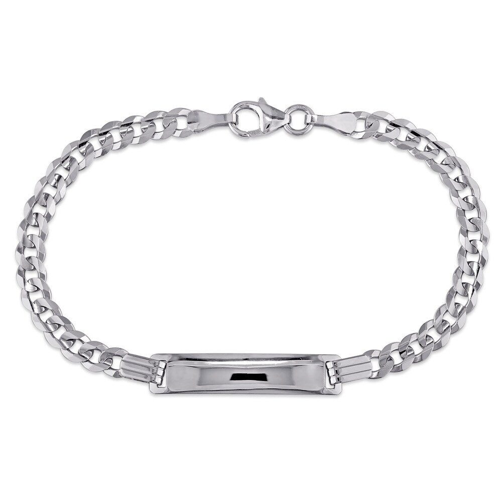 Miadora Engravable Link ID Bracelet in 10k White Gold