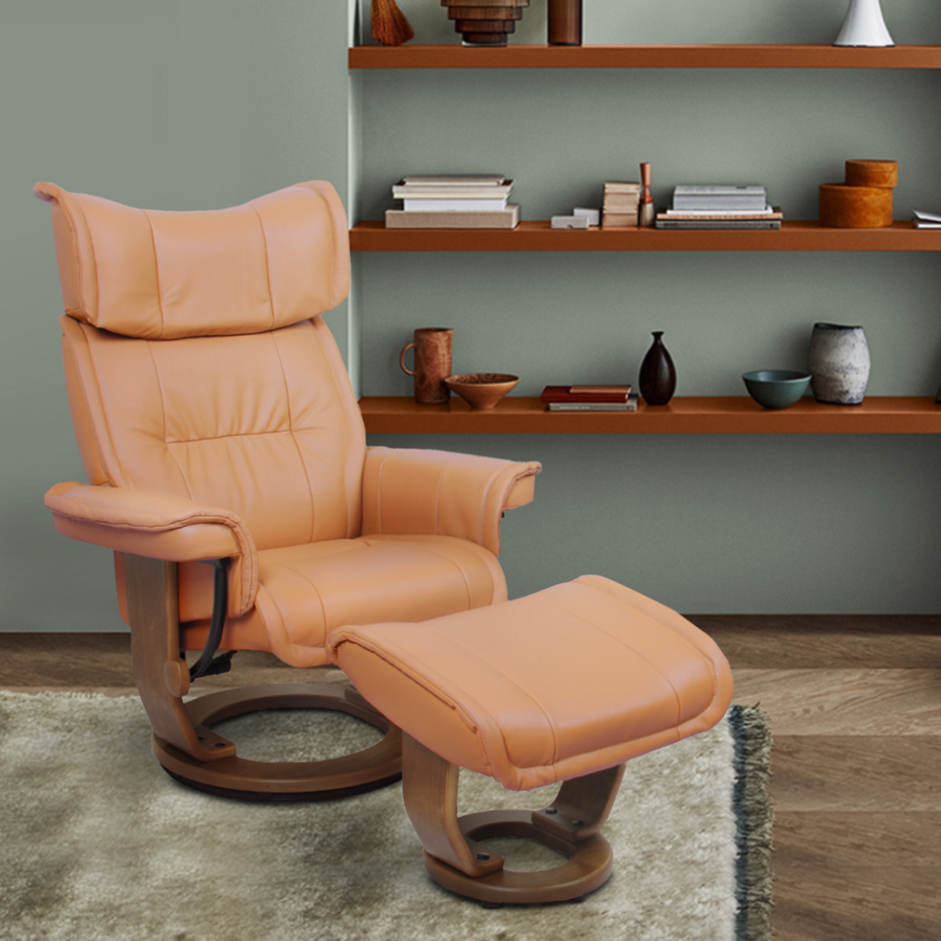 Genuine leather recliner with ottoman hotsell