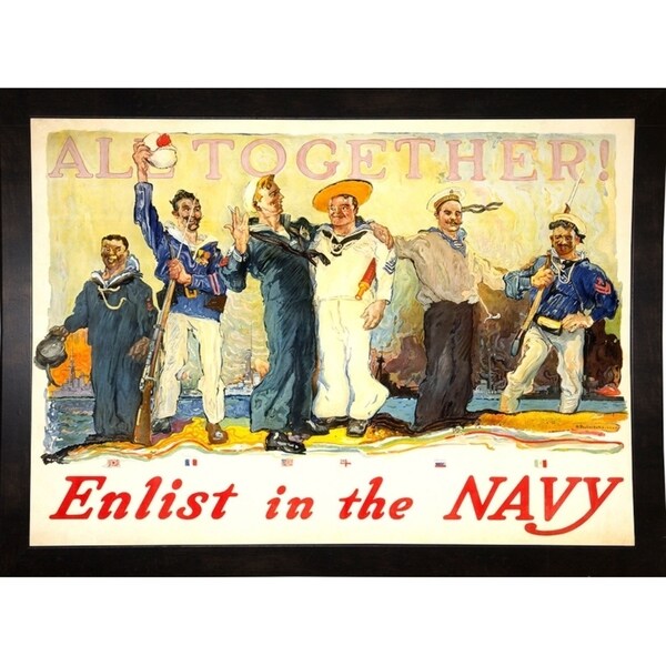 Enlist In The Navy-VINAPP122772 Framed Print 14.25"x20" by Vintage Apple Collection