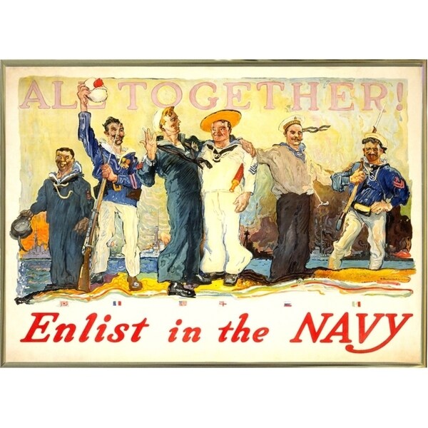 Enlist In The Navy-VINAPP122772 Framed Print 14.25"x20" by Vintage Apple Collection