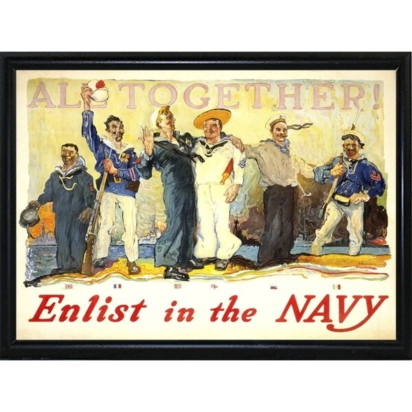 Enlist In The Navy-VINAPP122772 Framed Print 14.25"x20" by Vintage Apple Collection