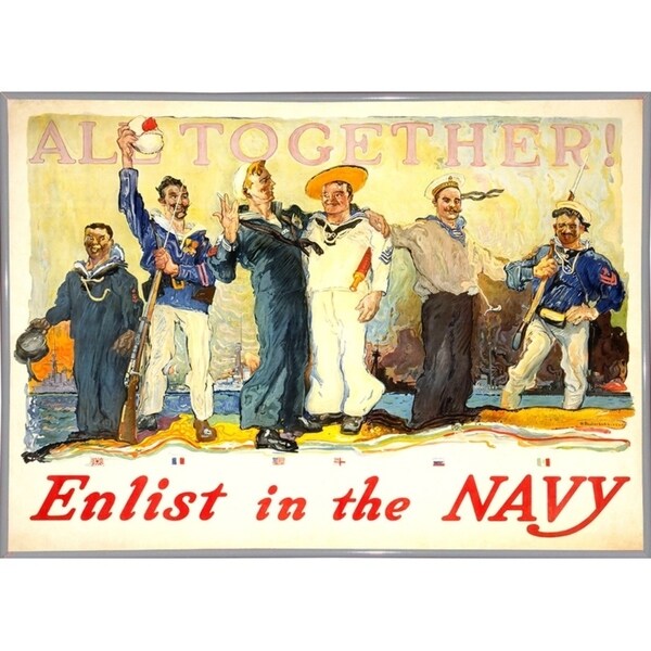 Enlist In The Navy-VINAPP122772 Framed Print 14.25"x20" by Vintage Apple Collection