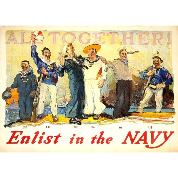 Enlist In The Navy-VINAPP122772 Framed Print 14.25"x20" by Vintage Apple Collection