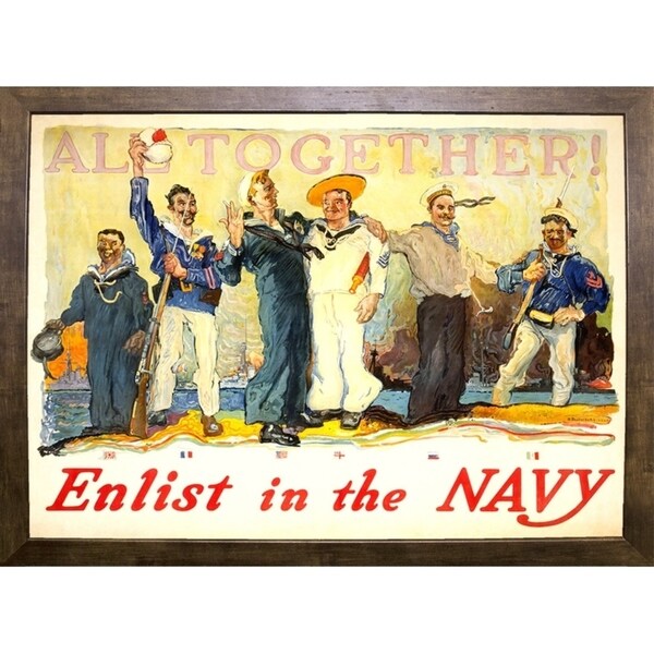 Enlist In The Navy-VINAPP122772 Framed Print 14.25"x20" by Vintage Apple Collection