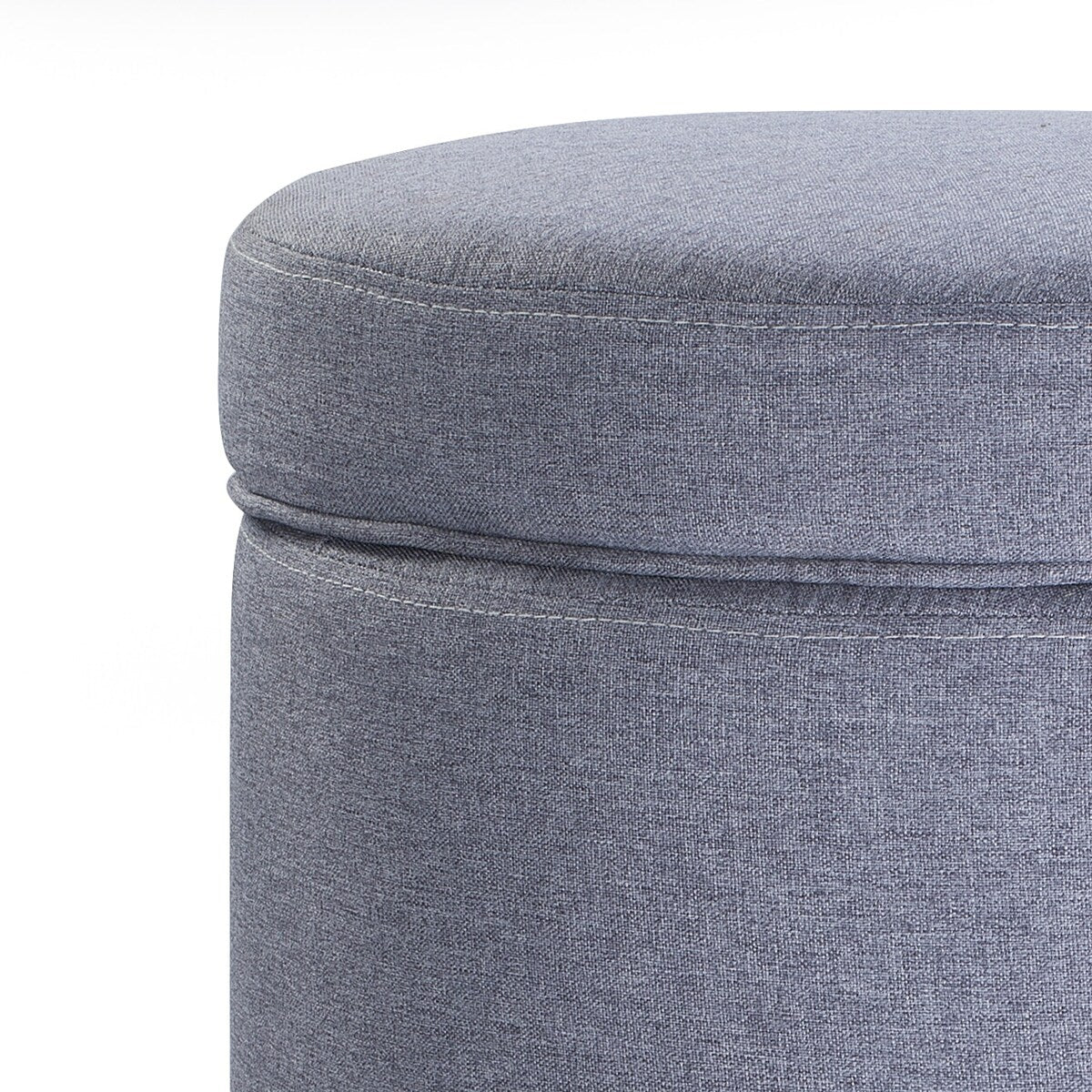 Enova Home Elisa 18 Inches Modern Elegant Linen Fabric Round Storage Ottoman For Living Room