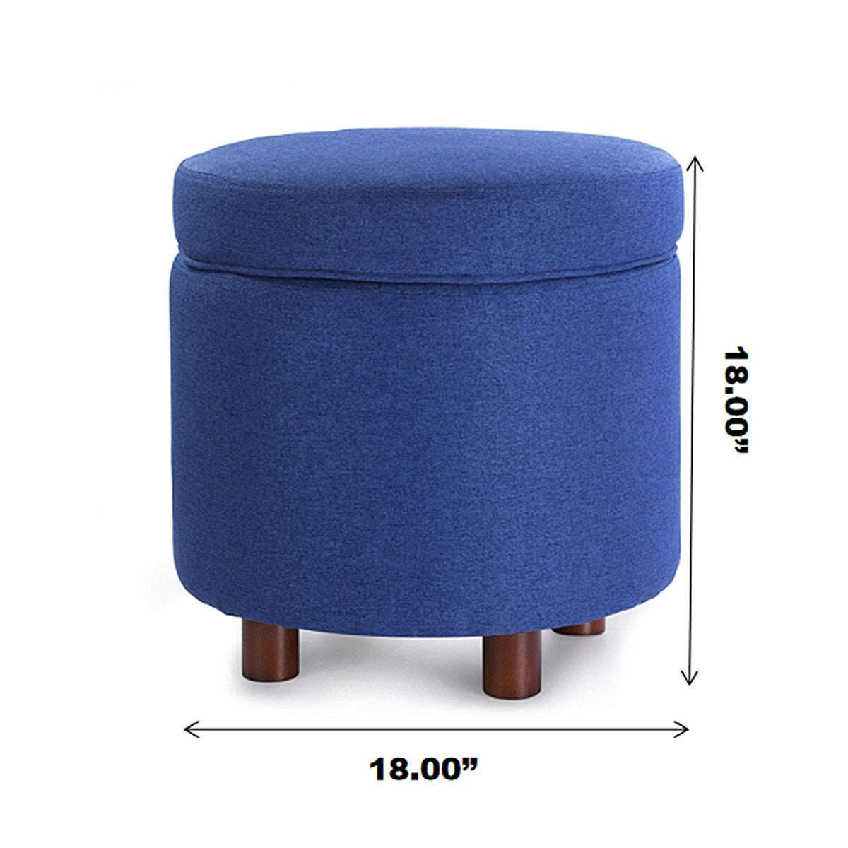 Enova Home Elisa 18 Inches Modern Elegant Linen Fabric Round Storage Ottoman For Living Room