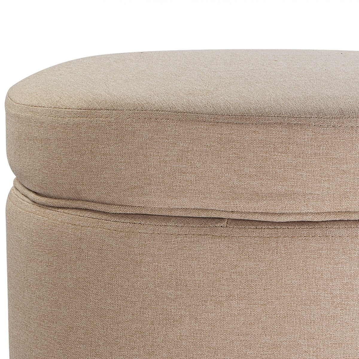 Enova Home Elisa 18 Inches Modern Elegant Linen Fabric Round Storage Ottoman For Living Room