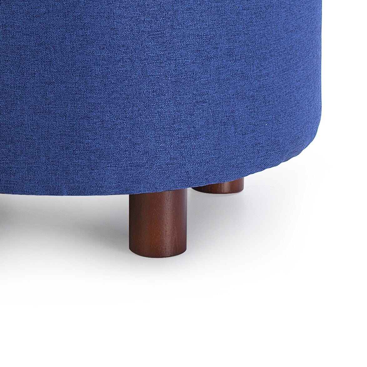 Enova Home Elisa 18 Inches Modern Elegant Linen Fabric Round Storage Ottoman For Living Room