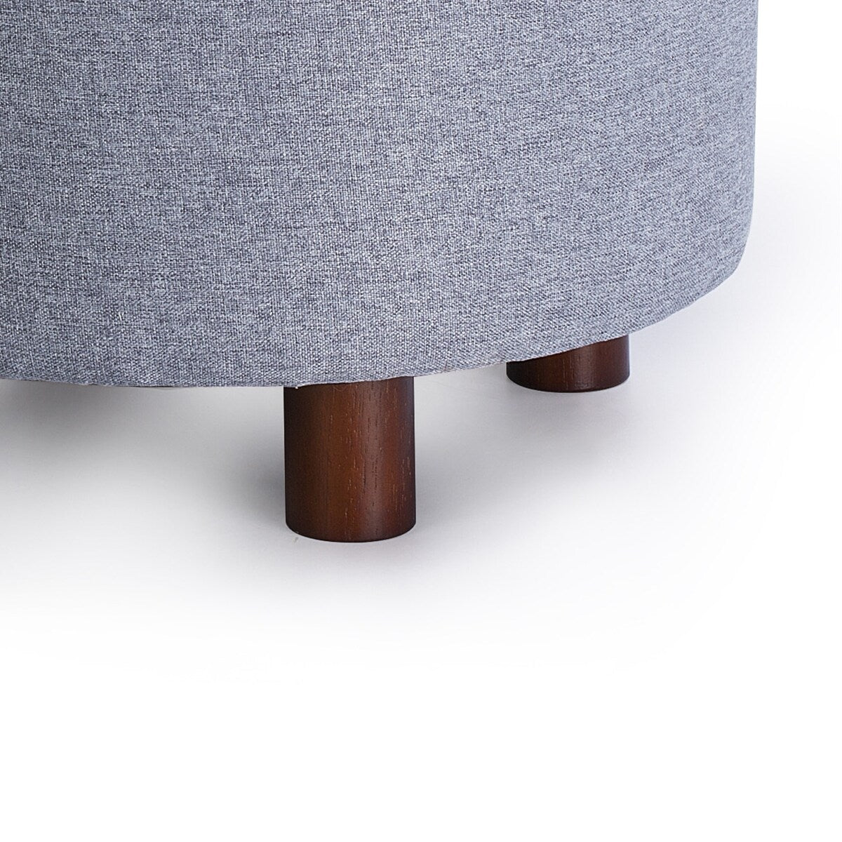 Enova Home Elisa 18 Inches Modern Elegant Linen Fabric Round Storage Ottoman For Living Room