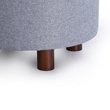 Enova Home Elisa 18 Inches Modern Elegant Linen Fabric Round Storage Ottoman For Living Room