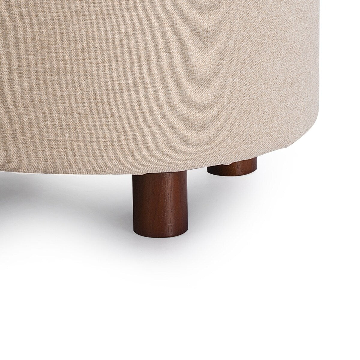 Enova Home Elisa 18 Inches Modern Elegant Linen Fabric Round Storage Ottoman For Living Room
