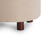 Enova Home Elisa 18 Inches Modern Elegant Linen Fabric Round Storage Ottoman For Living Room