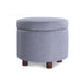 Enova Home Elisa 18 Inches Modern Elegant Linen Fabric Round Storage Ottoman For Living Room