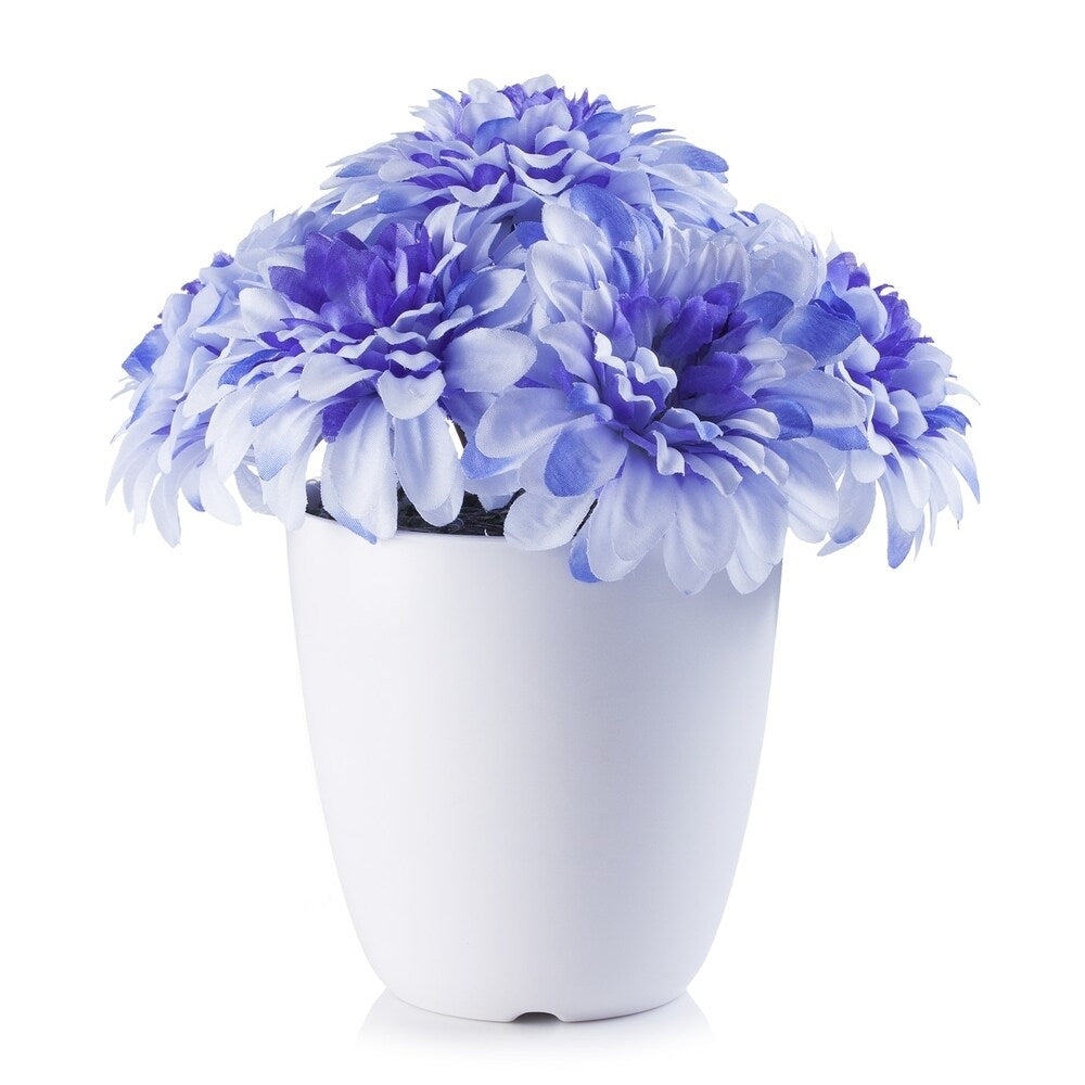 Enova Home Artificial Silk Dahlia Fake Flowers Arrangement in White Pot for Home Office Decoration