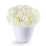 Enova Home Artificial Silk Dahlia Fake Flowers Arrangement in White Pot for Home Office Decoration