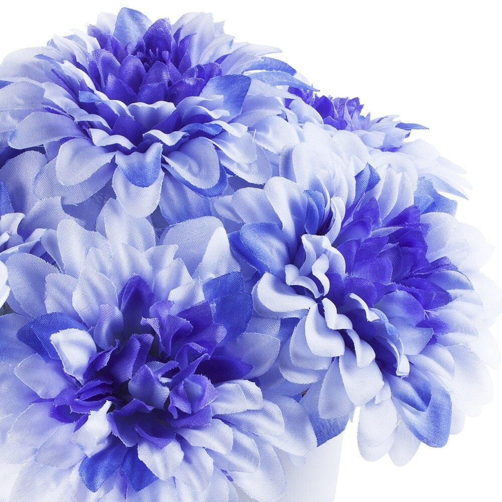 Enova Home Artificial Silk Dahlia Fake Flowers Arrangement in White Pot for Home Office Decoration