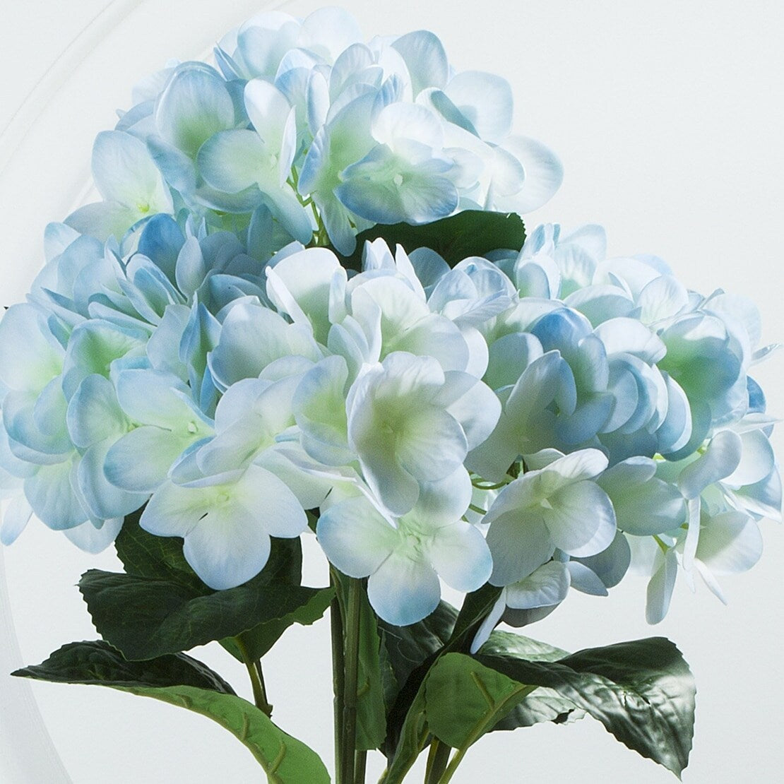 Enova Home Artificial Natural Touch Hydrangea Fake Silk Flowers in Clear Glass Vase with Faux Water for Home Decoration